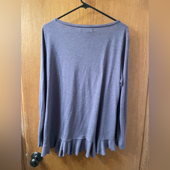 Banana Republic Lavender Purple Heathered Ruffle Top XL Women - Picture 2 of 4